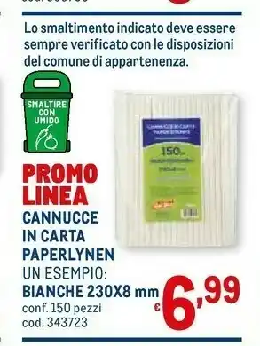 Metro Paperlynen Cannucce In Carta Bianche offerta