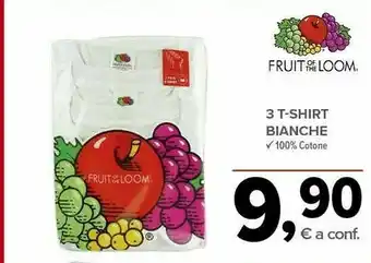 Todis Fruit of the loom 3 T-shirt Bianche offerta