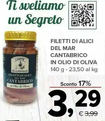 Todis L'arte Delle Specialità Filetti Di Alici Del Mar Cantabrico In Olio Di Oliva 140 G offerta