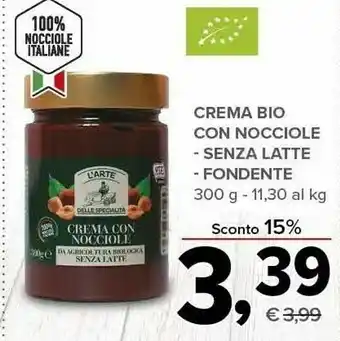 Todis L'arte delle specialità Crema Gusto Fondente Con Nocciole 300 G(ml) offerta