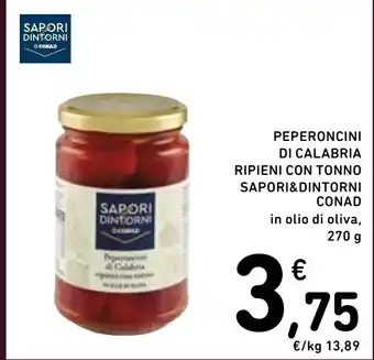 Spazio Conad PEPERONCINI DI CALABRIA RIPIENI CON TONNO SAPORI&DINTORNI CONAD in olio di oliva, 270 g offerta