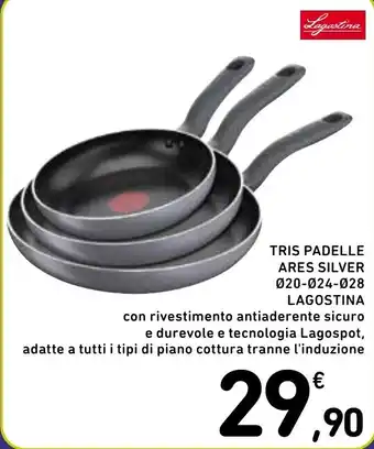 Spazio Conad TRIS PADELLE ARES SILVER Ø20-Ø24-028 LAGOSTINA offerta