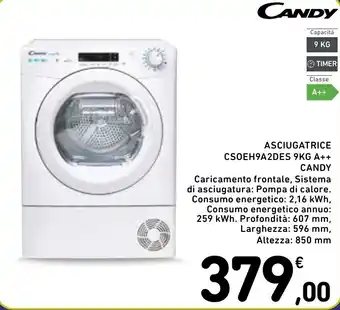 Spazio Conad ASCIUGATRICE CSOEH9A2DES 9KG A++ CANDY offerta