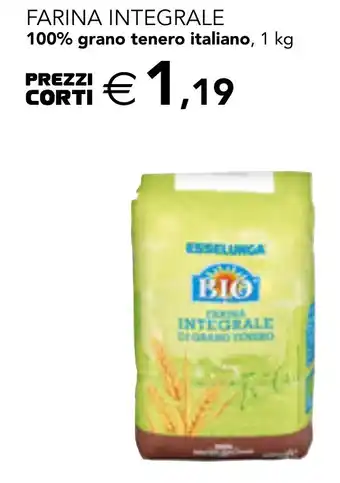 Esselunga FARINA INTEGRALE 100% grano tenero italiano, 1 kg offerta