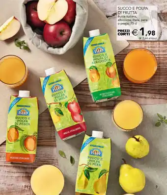 Esselunga SUCCO SUCCO E POLPA DI FRUTTA frutta italiana, albicocca, mela, pera 75 cl offerta