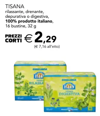 Esselunga TISANA rilassante, drenante, depurativa o digestiva, 100% prodotto italiano, 16 bustine, 32 g offerta