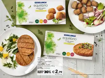 Esselunga POLPETTINE O BURGER VEGETALI surgelati, a base di soia, 300 g offerta