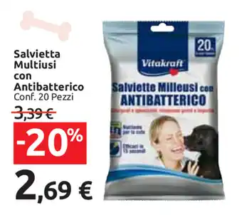 Carrefour Market Vitakraft Salviette Multiusi con Antibatterico 20 pezzi offerta