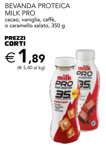 Esselunga BEVANDA PROTEICA MILK PRO cacao, vaniglia, caffè, 350 cacao, vaniglia, caffè, offerta