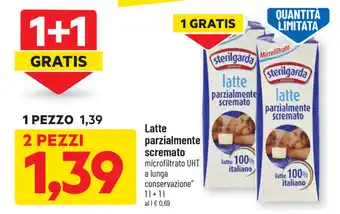 DPiù Latte Parzialmente Scremato UHT senza lattosio 1l + 1l offerta