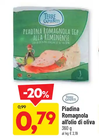 DPiù Piadina Romagnola all'olio di oliva 360g offerta