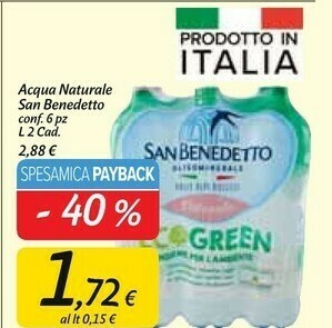 Carrefour Market San Benedetto Acqua Minerale Naturale 2000 G(ml) offerta