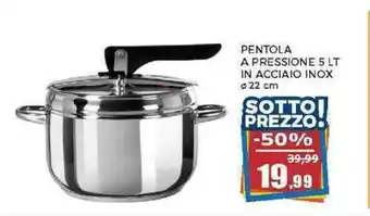 Happy Casa PENTOLA A PRESSIONE 5 LT IN ACCIAIO INOX o 22 cm offerta