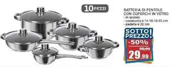 Happy Casa BATTERIA DI PENTOLE CON COPERCHI IN VETRO offerta