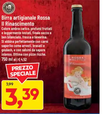 DPiù Il Rinascimento Birra artigianale Rossa 750ml offerta
