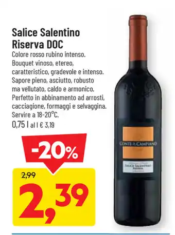 DPiù Salice Salentino Riserva DOC 0,75l offerta
