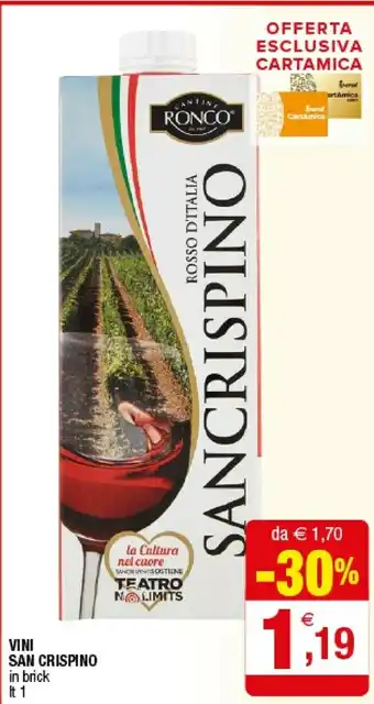 Cantine ronco San Crispino Vino Rosso 1000 G(ml)