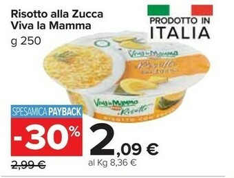 Carrefour Market Beretta Viva La Mamma Risotto Alla Zucca 250g offerta