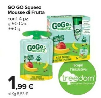 Carrefour Market Go Go Squeez Mousse Di Frutta 360g offerta