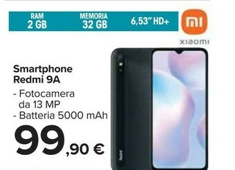 Carrefour Market Xiaomi Redmi 9A 16,6 Cm (6.53") 4G Micro-USB 2 GB 32 GB 5000 MAh Blu offerta