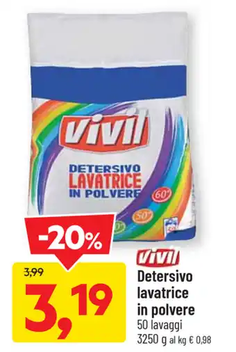 DPiù Vivil Detersivo lavatrice in polvere 3250g offerta