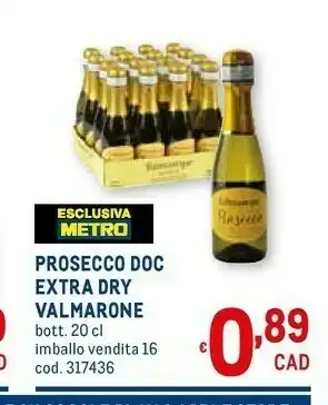 Metro Valmarone Prosecco DOC Extra Dry 200 Ml offerta