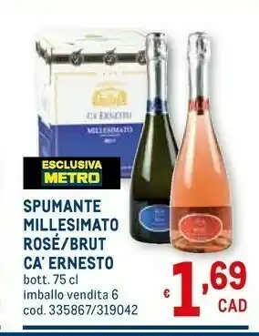 Metro Ca' Ernesto Spumante Millesimato Rosé 750 Ml offerta