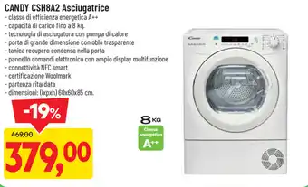 DPiù Candy CSH8A2 Asciugatrice offerta