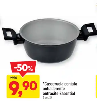 DPiù Casseruola coniata antiaderente antracite Essential offerta