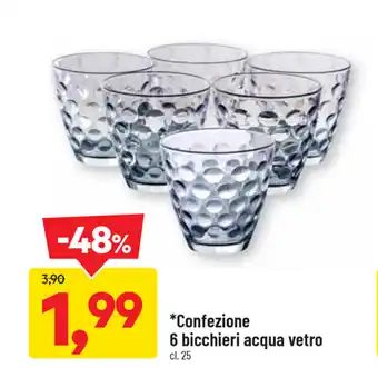 DPiù Confezione 6 bicchieri acqua vetro 25cl offerta