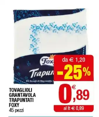 Iperal Foxy Tovaglioli Grantavola Trapuntati offerta