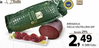 Todis L'arte delle specialità Bresaola Della Valtellina Igp offerta