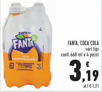 Conad Margherita Fanta, Coca-Cola 660ml x 4 pezzi offerta