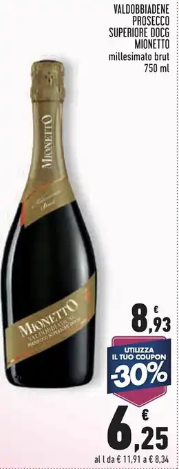 Conad Margherita Mionetto Valdobbiadene Prosecco Superiore DOCG 750ml offerta