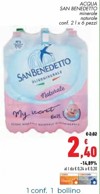 Conad Margherita San Benedetto Acqua 2l x 6 pezzi offerta