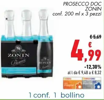 Conad Margherita Zonin Prosecco DOC 200ml x 3 pezzi offerta