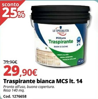 Brico Io Traspirante Bianca MCS Lt. 14 offerta