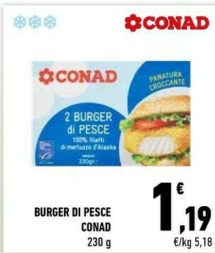 Conad Conad Burger Di Pesce offerta