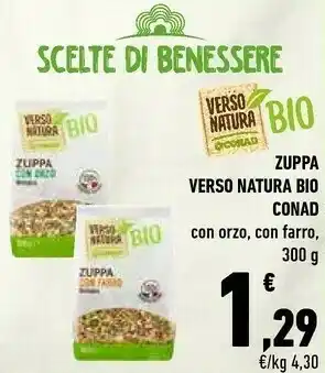Conad Conad Verso Natura Bio Zuppa Con Orzo, Con Farro offerta