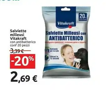 Carrefour Vitakraft Salviette Milleusi Con Antibatterico 20 Pezzi offerta