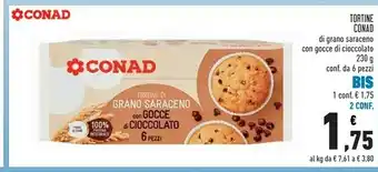 Conad Superstore Conad - Tortine Di Grano Saraceno Con Gocce Di Cioccolato 230 G offerta