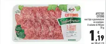 Conad Superstore Citterio Il Salame Di Milano L'Originale 70 G(ml) offerta