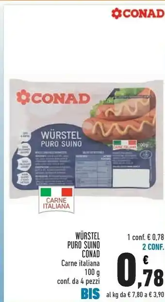 Conad Conad - Mini Wurstel Di Puro Suino 100 G(ml) offerta