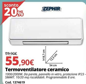 Brico Io Zephir Termoventilatore Ceramico offerta