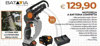 Todis Batavia Motosega A Batteria Compatta offerta