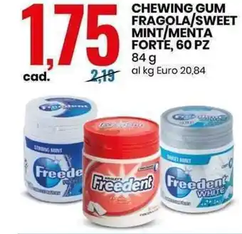 Eurospin Freedent Chewing Gum Fragola/Sweet Mint/Menta Forte, 60pz 84g offerta