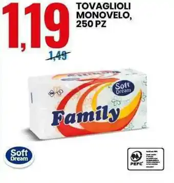 Eurospin Tovaglioli Monovelo, 250pz offerta