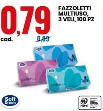 Eurospin Soft Dream Fazzoletti Multiuso, 3 Veli, 100pz offerta