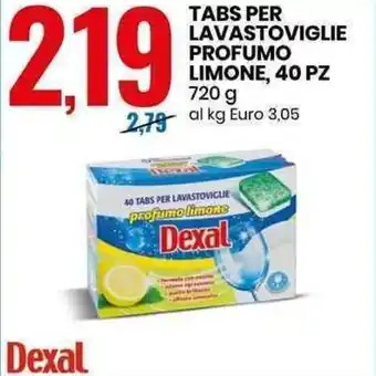 Dexal Tabs per Lavastoviglie Profumo Limone, 40pz 720g