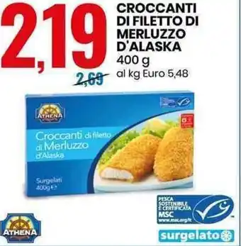 Eurospin Athena Croccanti di Filetto di Merluzzo d'Alaska 400g offerta